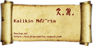 Kalikin Márta névjegykártya